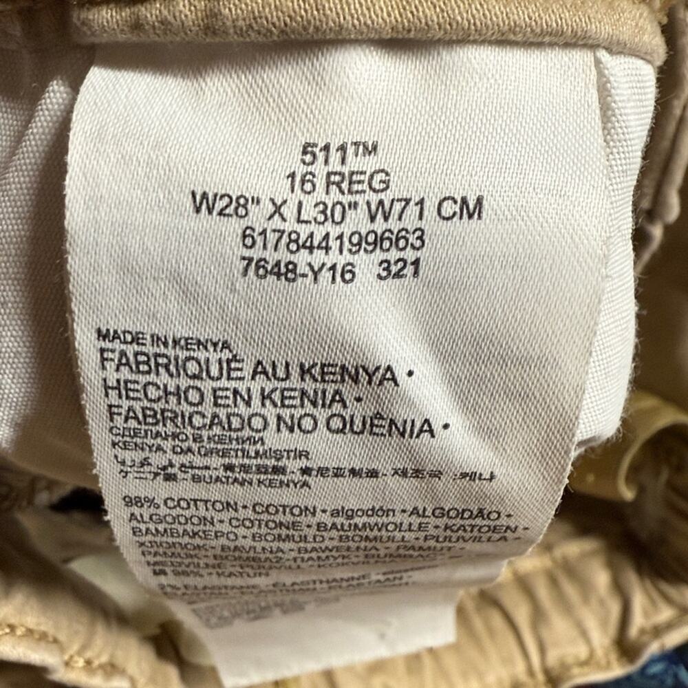 Levi's 511 Khaki Slim-Fit Sueded Twill Pants Jeans Boys - Picture 9 of 10